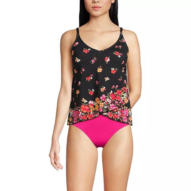 Womens Lands End Chlorine Resistant Tulip Hem Tankini Swimsuit Top Blue Fern Floral Product Image