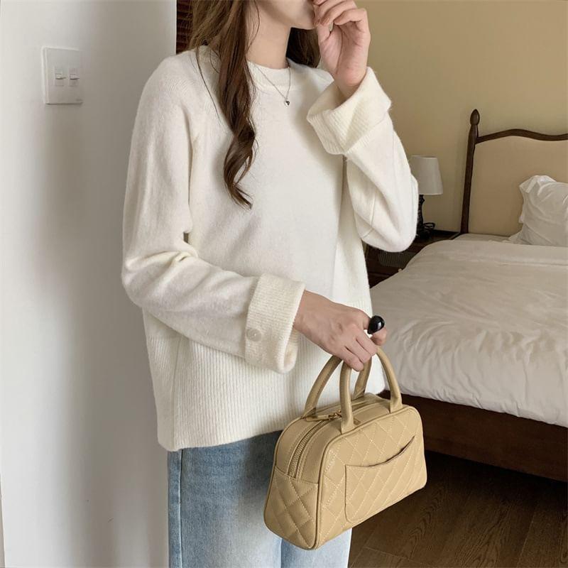 Long-Sleeve Crewneck Plain Knit Top product image