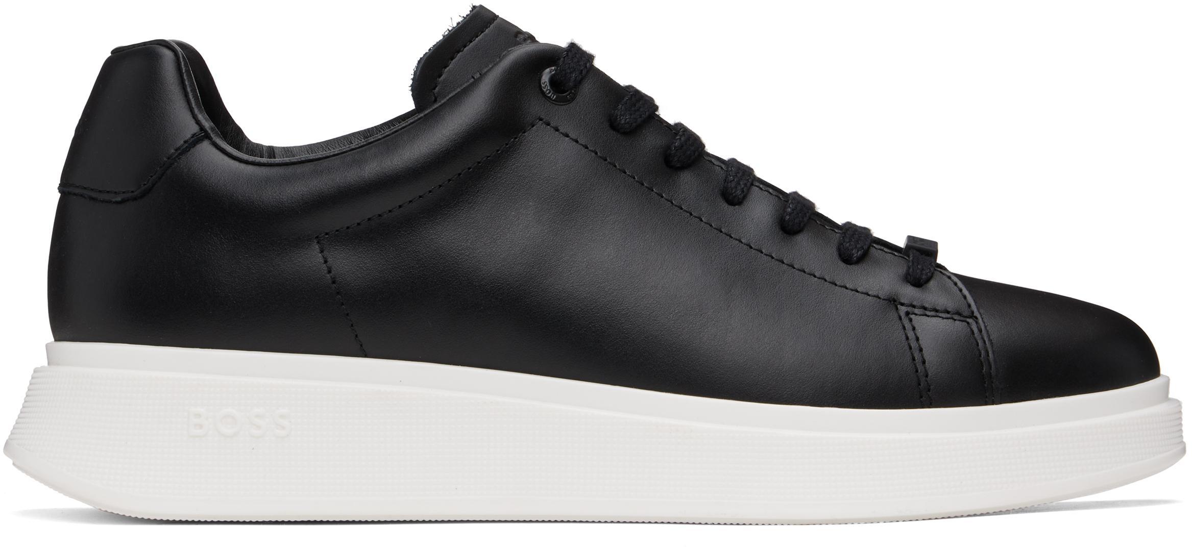 HUGO BOSS Lace-up Leather Sneakers In Black Product Image