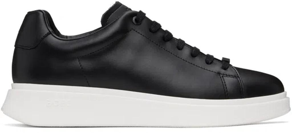 HUGO BOSS Lace-up Leather Sneakers In Black Product Image