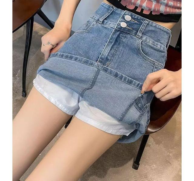 High Waist Denim Mini Skirt Product Image