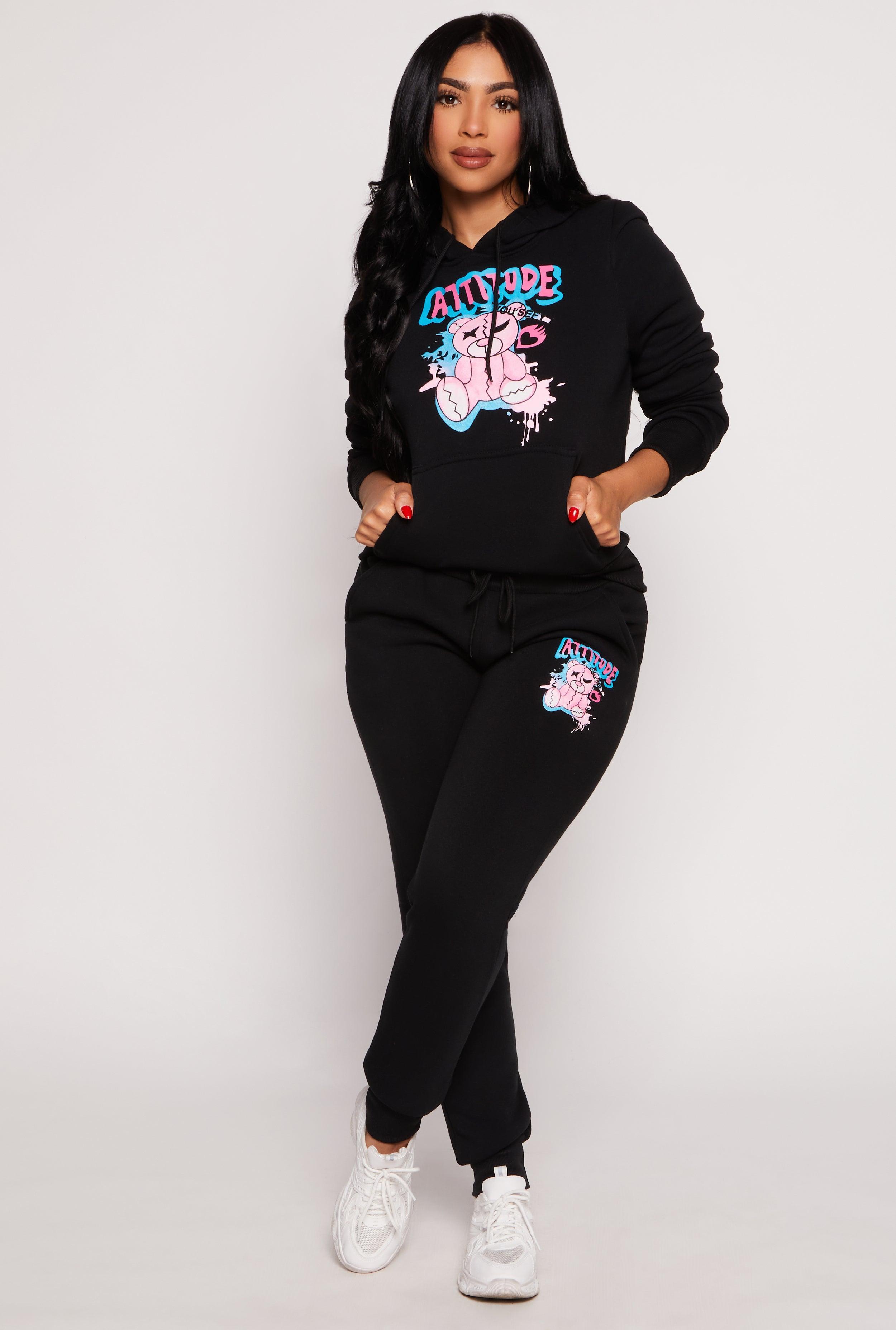 Womens Fleece Lined Attitude Graphic Sweatpants Product Image