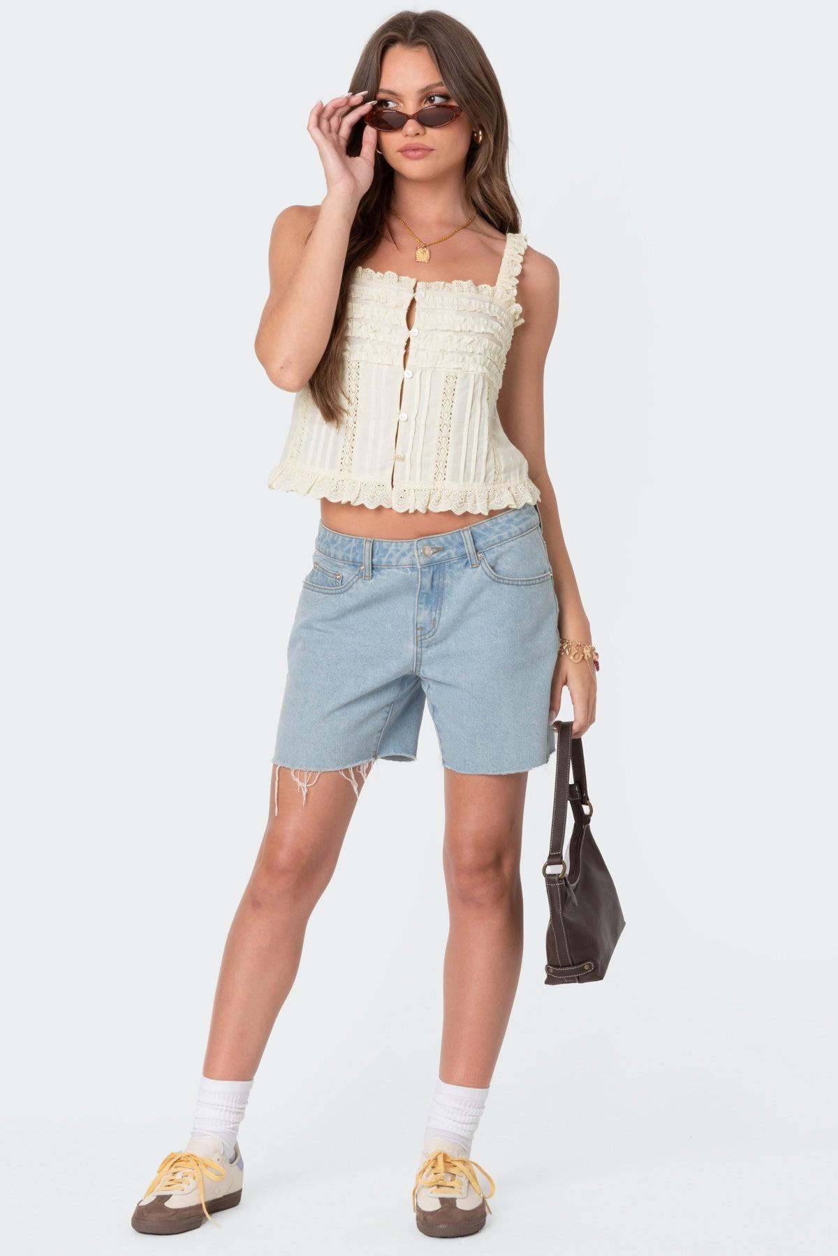 Hera Button Front Ruffled Top Product Image