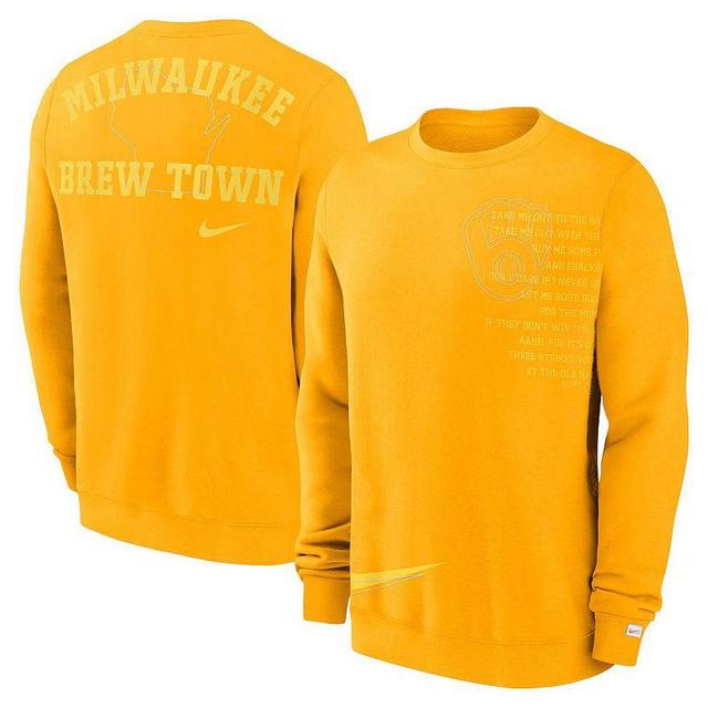 Mens Nike Gold Milwaukee Brewers Statement Ball Game Fleece Pullover Sweatshirt Product Image