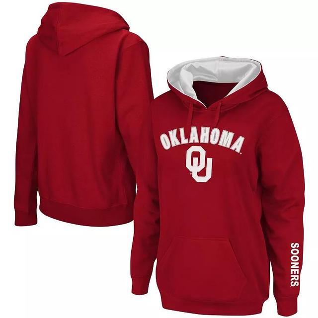 Womens Crimson Oklahoma Sooners Arch & Logo 1 Pullover Hoodie Product Image