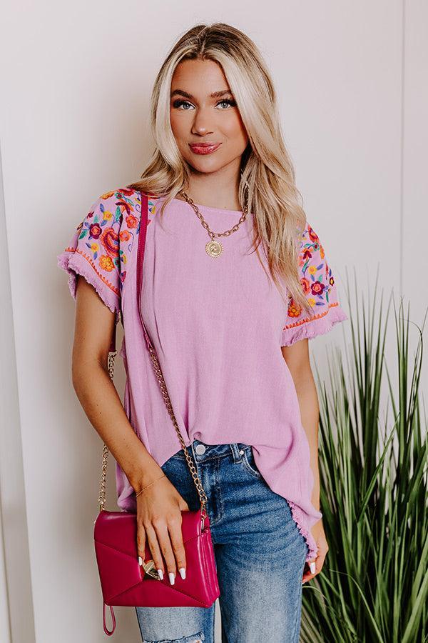 Loving The Sun Embroidered Top In Lavender Product Image