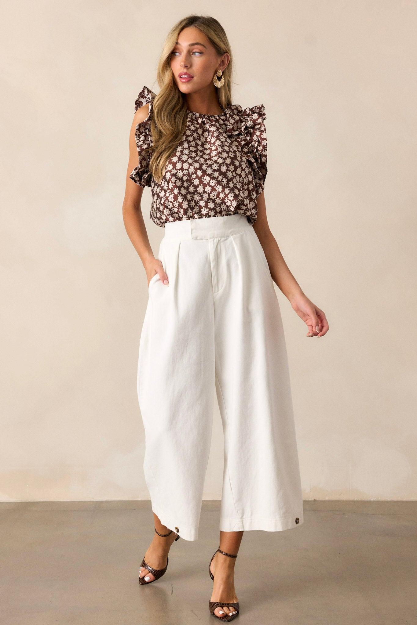 Coastal Comfort Cotton Ivory Pants Product Image