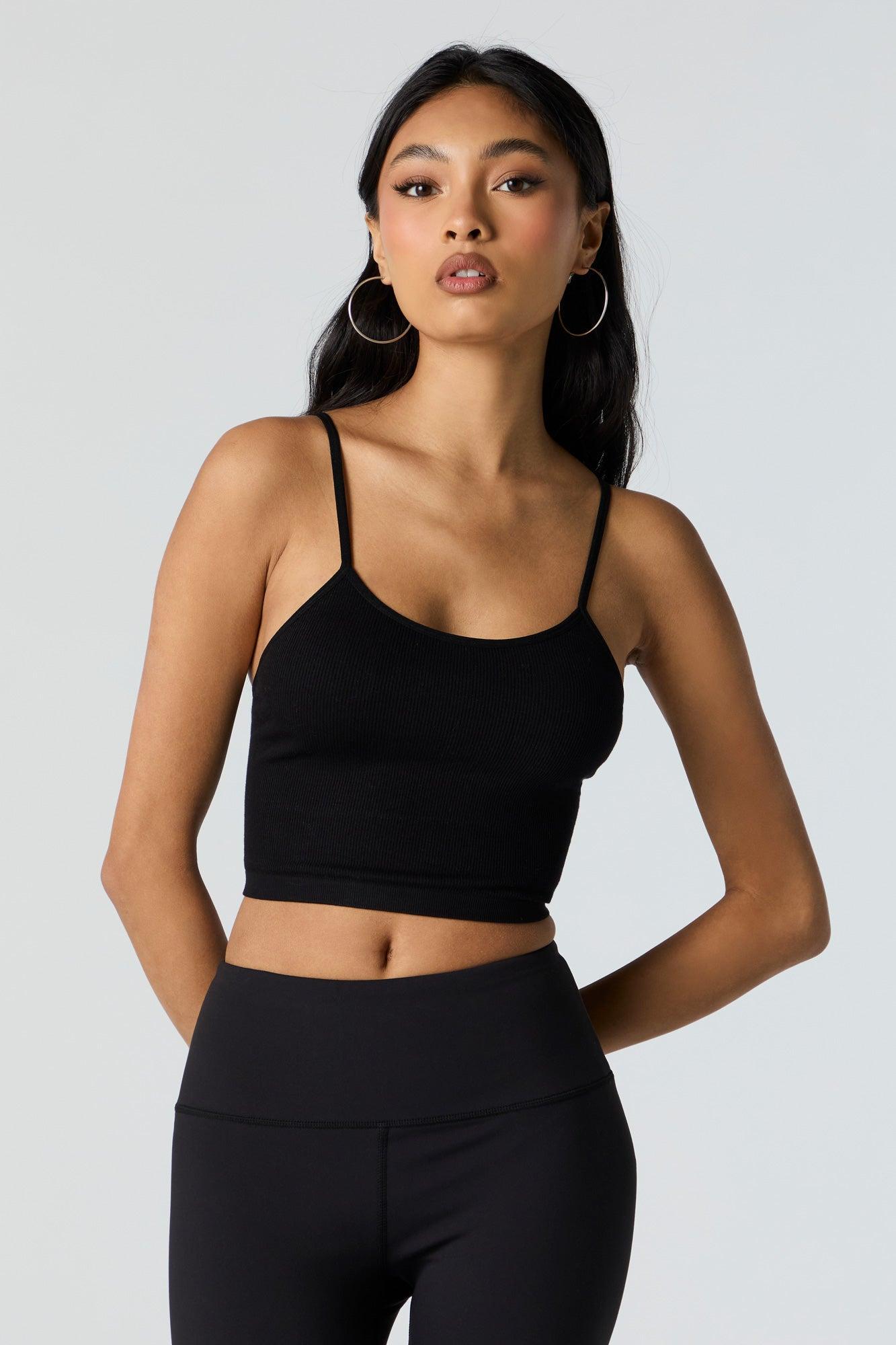 Seamless Ribbed Scoop Neck Cropped Cami Female Product Image