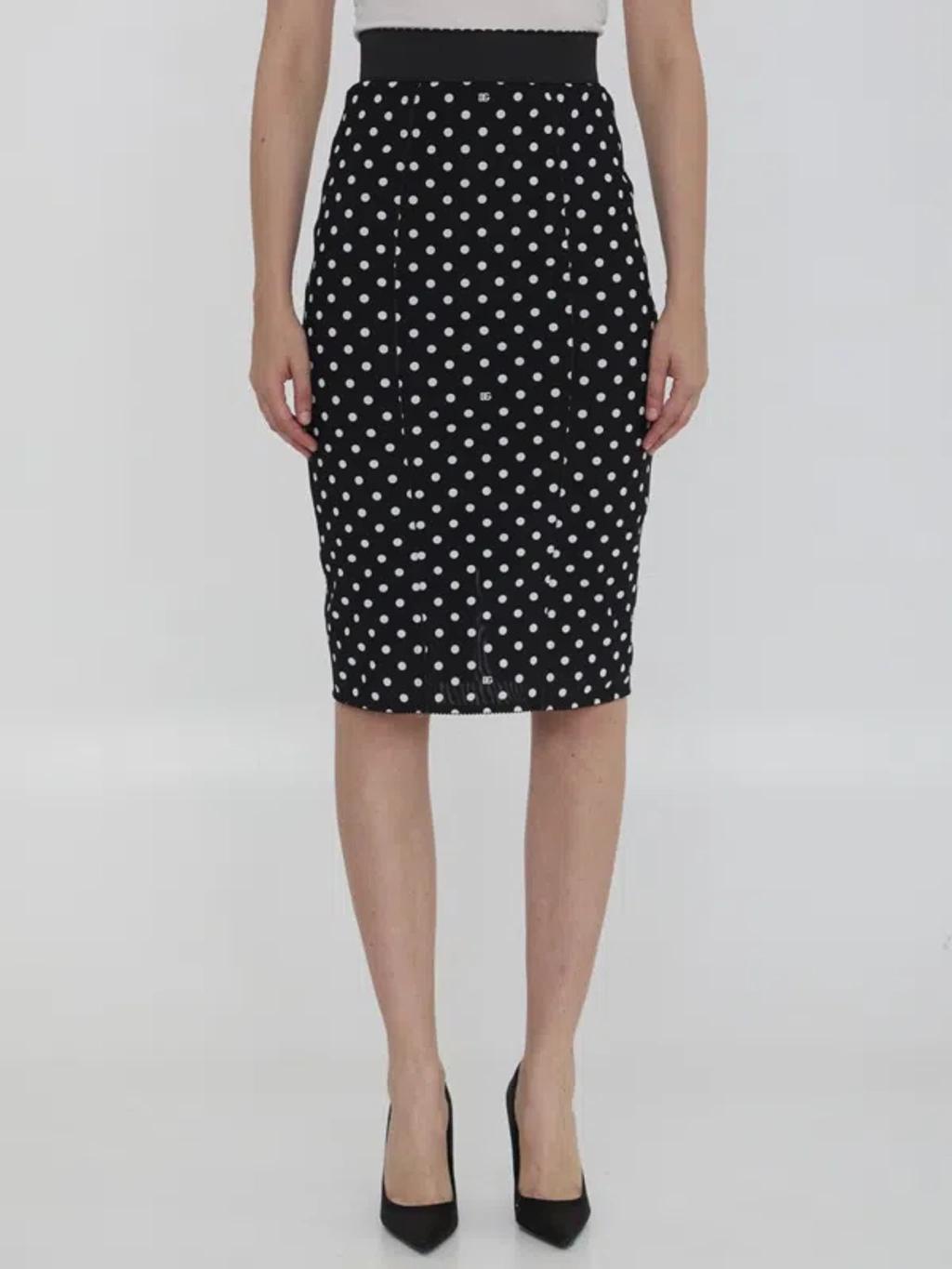 DOLCE & GABBANA Skirt With Polkadot Print In Black Product Image