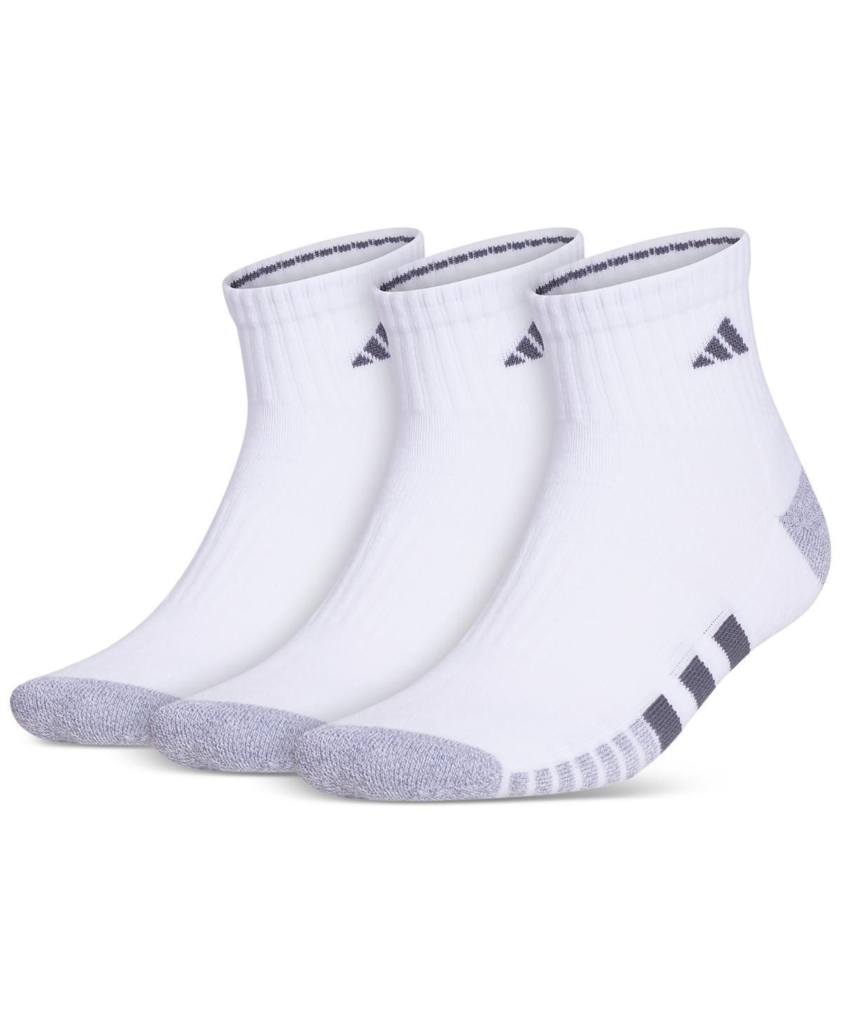 adidas Mens 3-pk. Cushioned Quarter Logo Socks Product Image