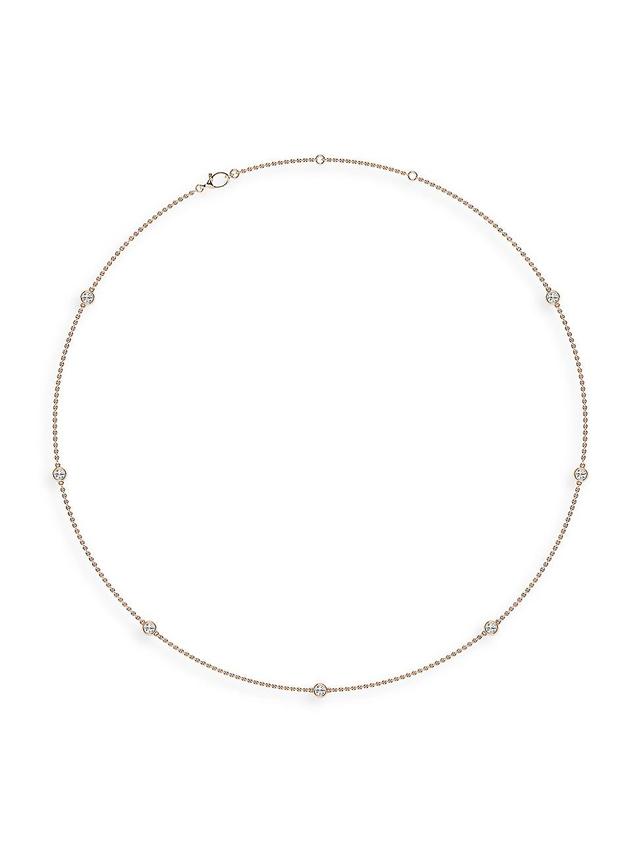 Womens 14K Rose Gold & Lab-Grown 7-Diamond Station Necklace/0.70-2.10 TCW Product Image