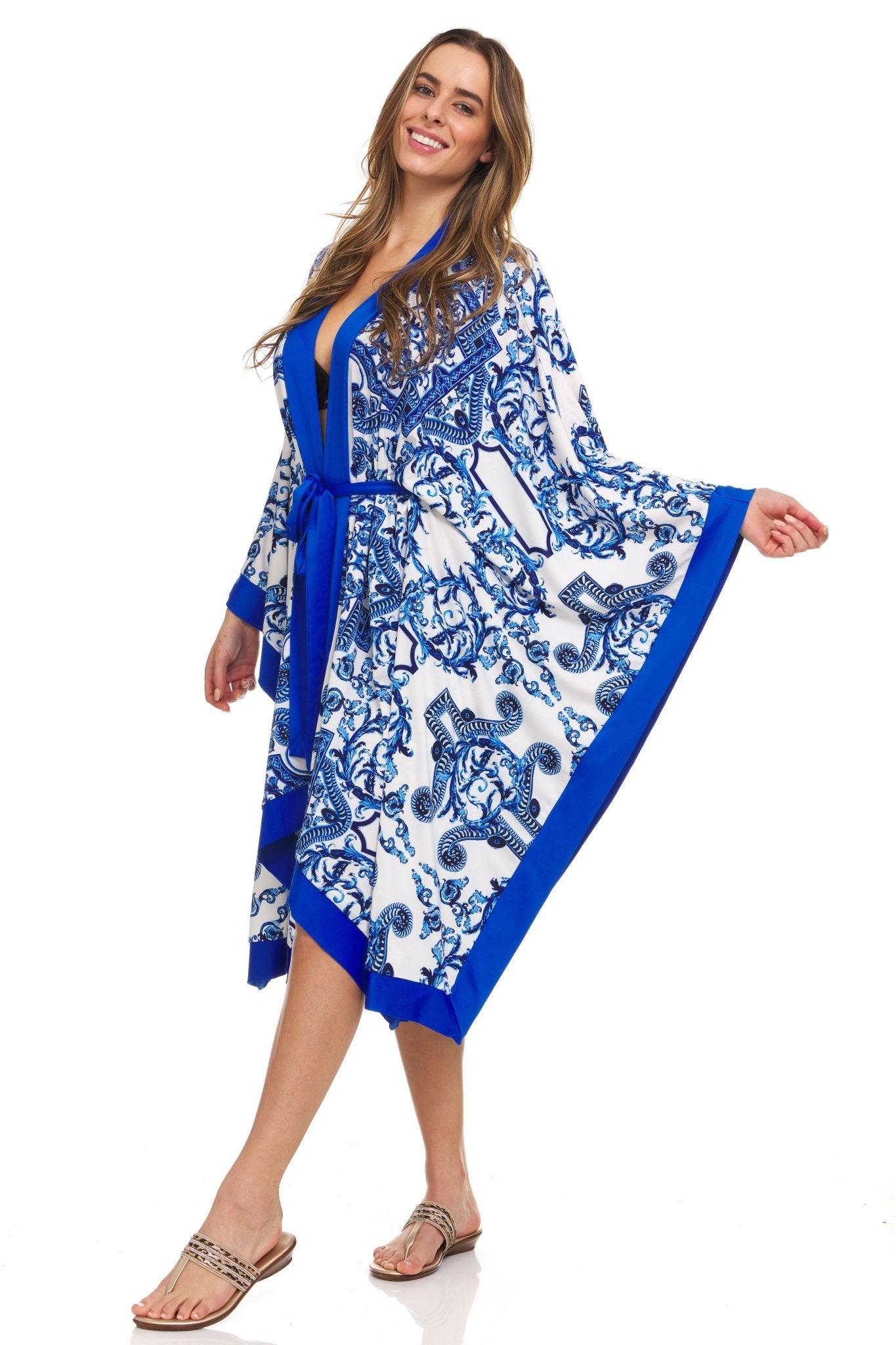 Blue Scroll Swimwear Kimono Product Image