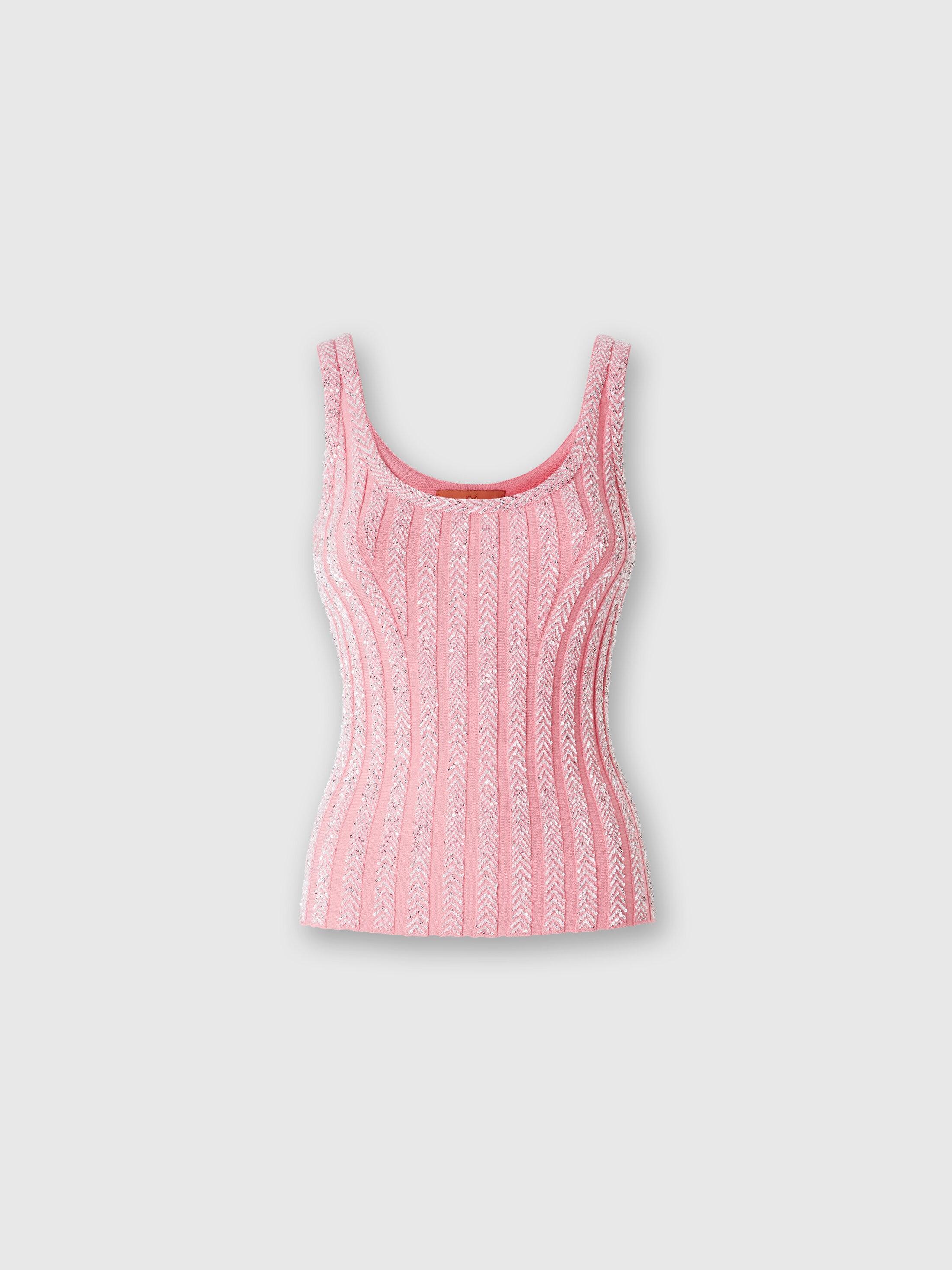 Zig zag ribbed tank top with sequins Product Image