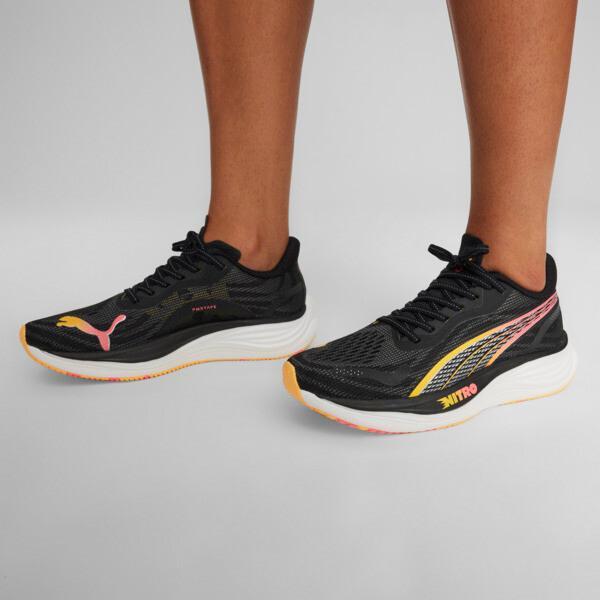 PUMA Velocity NITROâ¢ 3 Women's Running Shoes in Black/Silver/Sun Stream Product Image