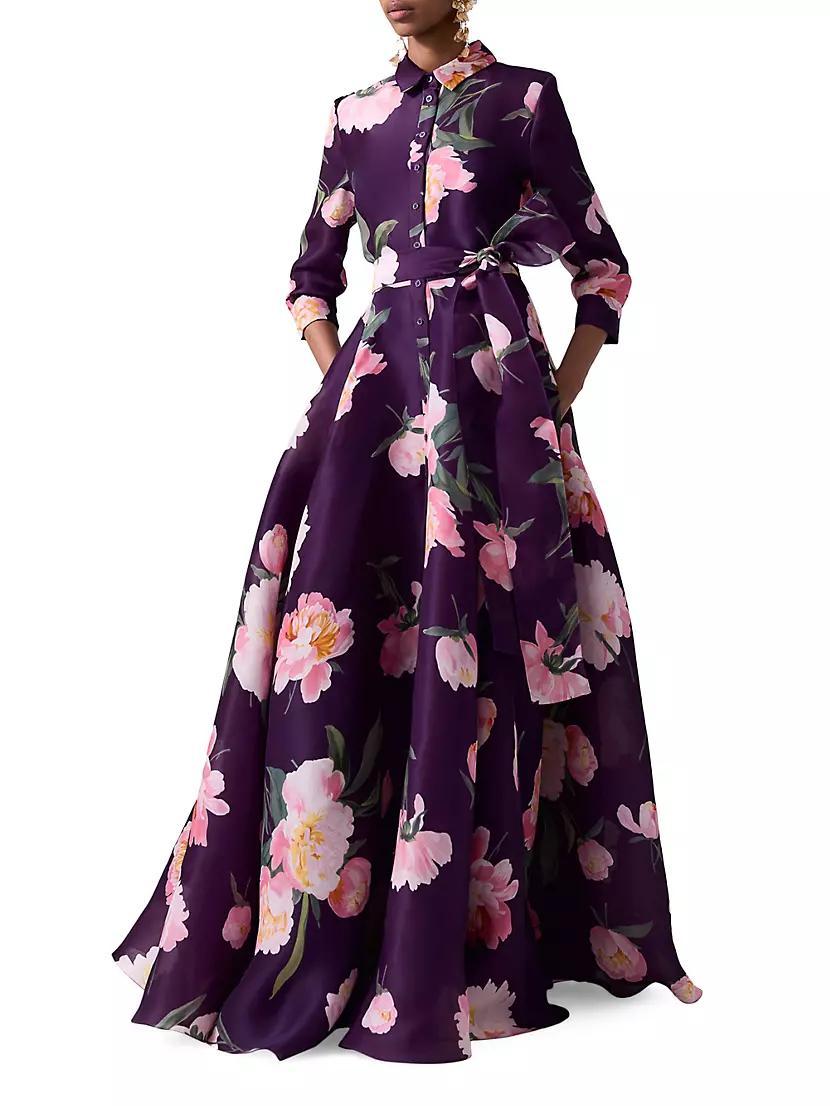 Floral Silk Trench Gown Product Image