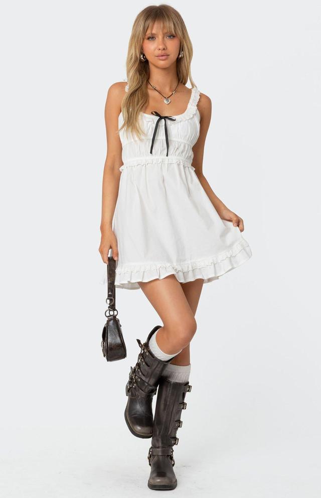 Edikted Womens Eyelet Frill Mini Dress Product Image