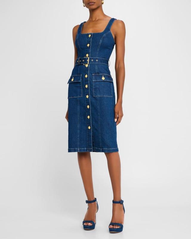 Idy Button-Front Denim Tank Dress Product Image