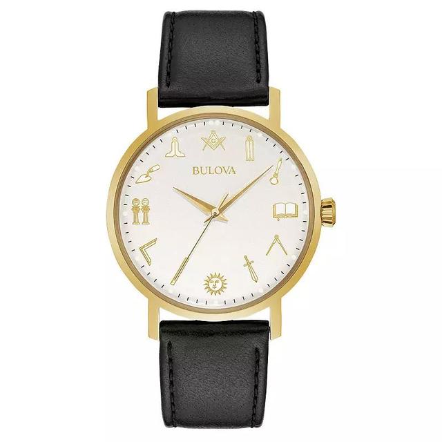 Bulova Mens Black Leather Strap Watch - 97A149 Product Image