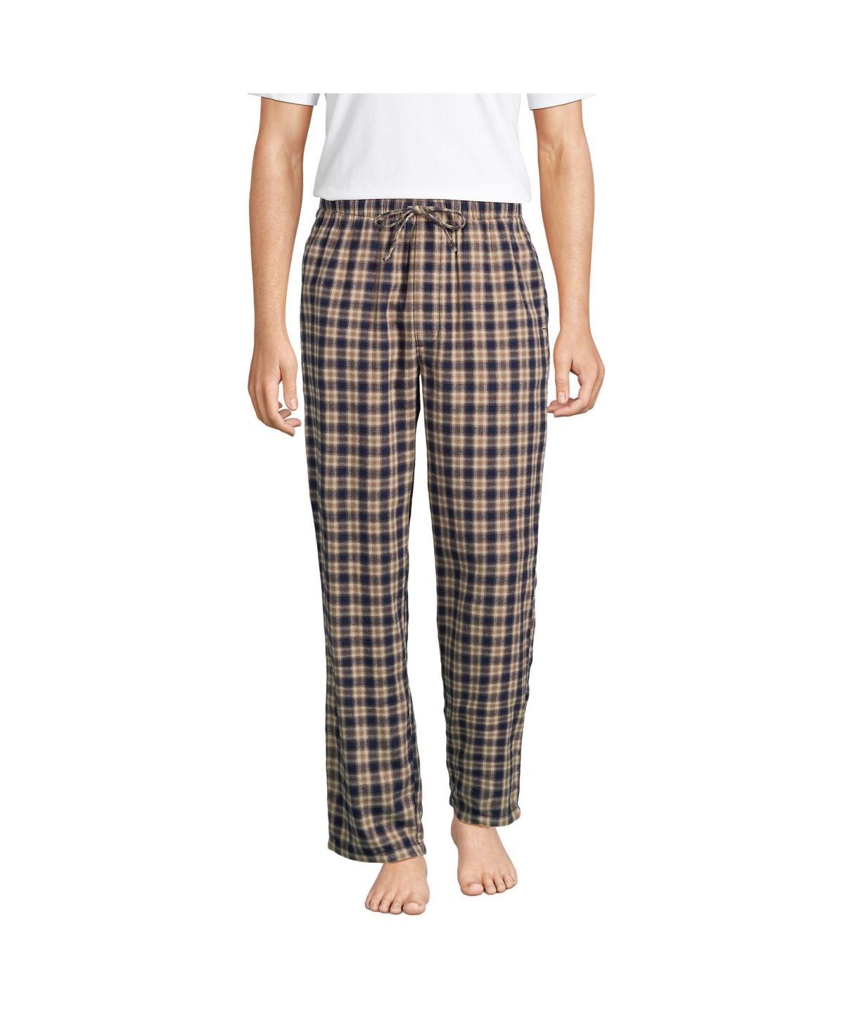 Mens Lands End Flannel Pajama Sleep Pants Deep Blue Product Image