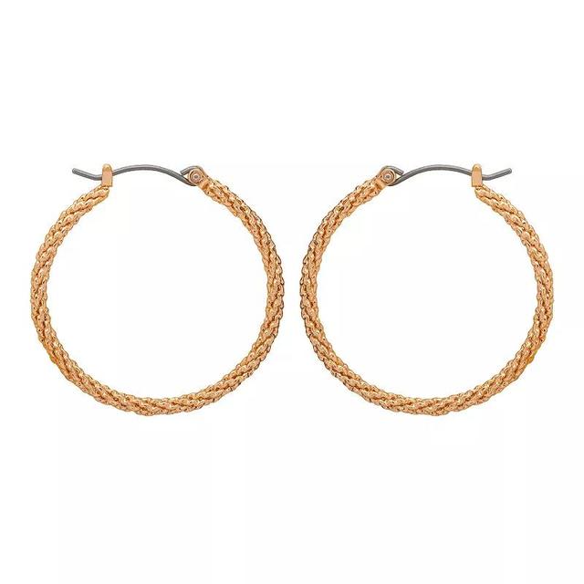 Emberly Gold Tone Textured Delicate Hoop Earrings, Womens Product Image