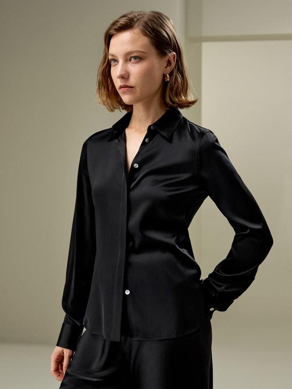 Elegant Silhouette Silk Shirt Product Image