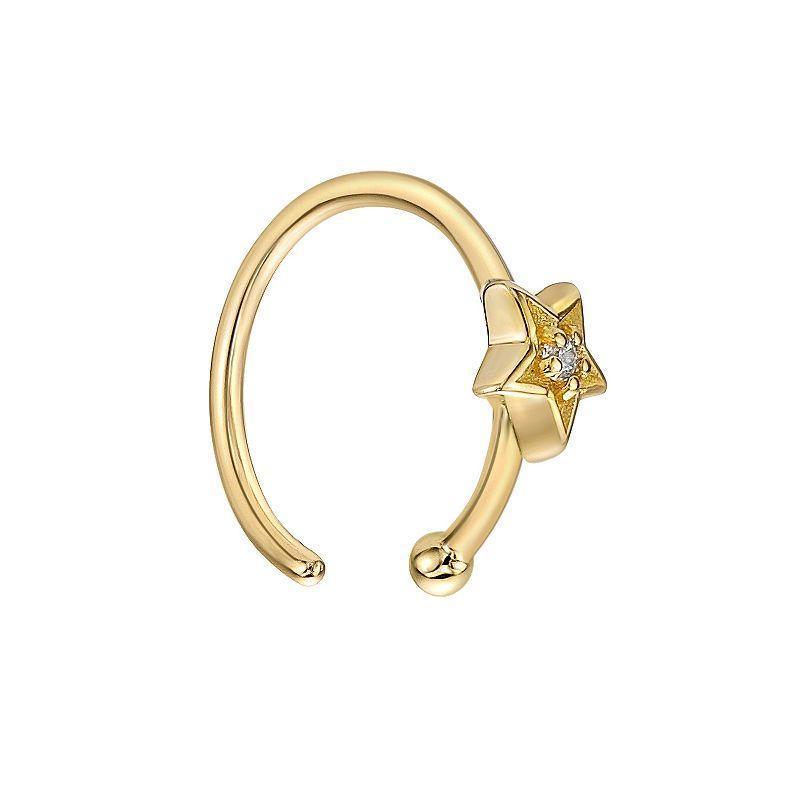 Lila Moon 14k Gold Cubic Zirconia Star Open Nose Ring, Womens, White Product Image