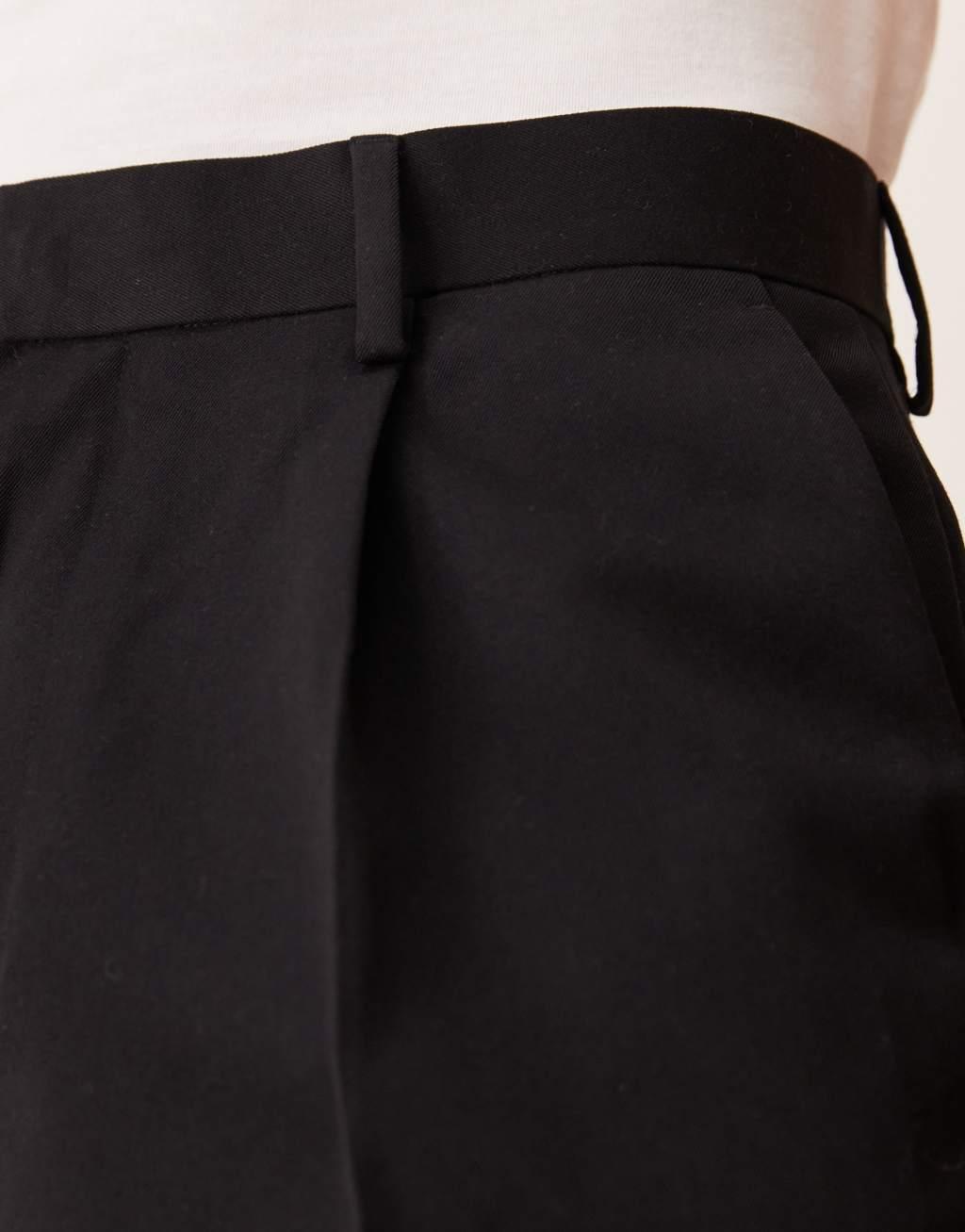 ASOS DESIGN smart oversized tapered pants with front pleat in black Product Image