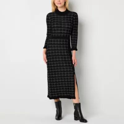 Studio 1 Womens 3/4 Sleeve Midi Sweater Dress Product Image