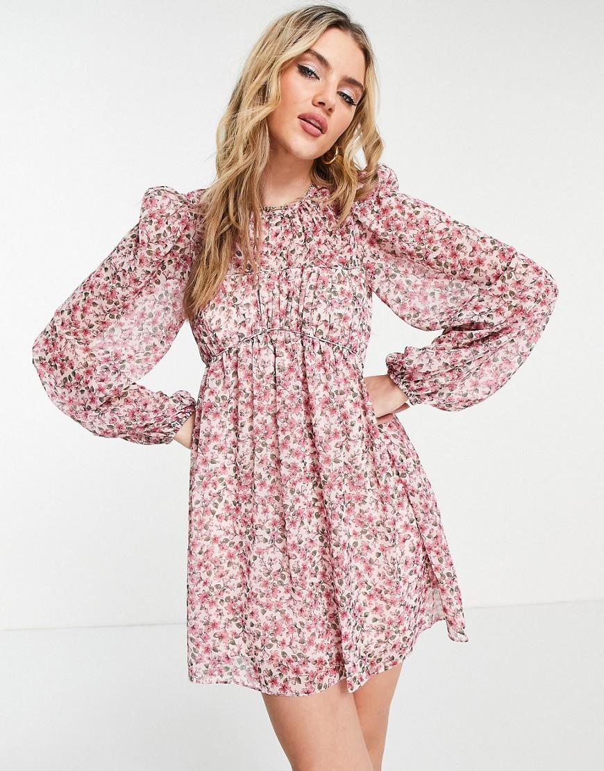 Ever New pintuck blouson sleeve ruched mini dress product image