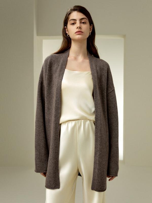 Long Open-Front Knit Cardigan product image