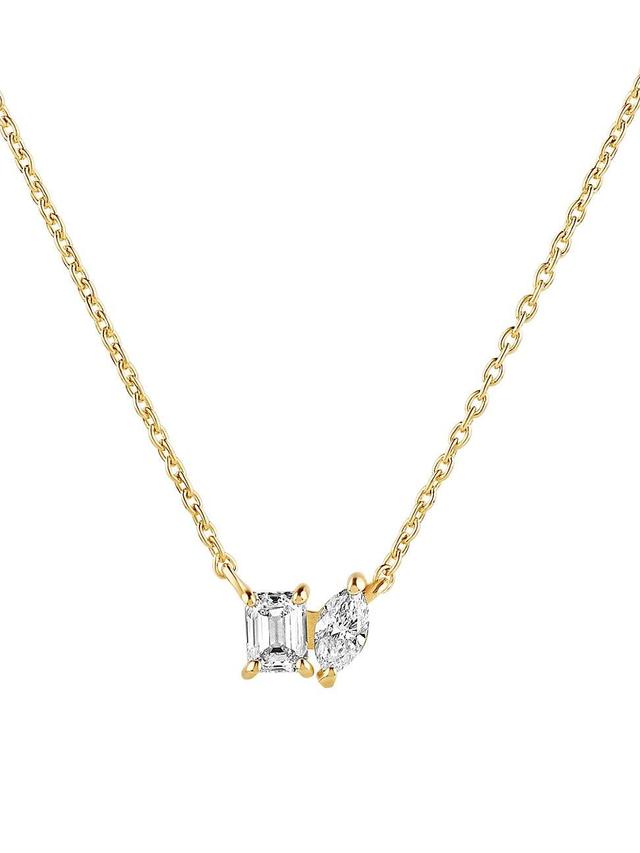 Womens Multishape 14K Yellow Gold & 0.40 TCW Diamond Pendant Necklace Product Image