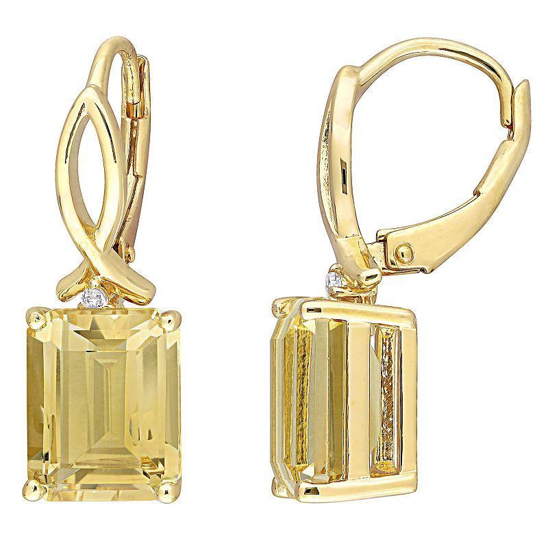 Stella Grace 18k Gold Over Silver Citrine & White Topaz Leverback Earrings, Womens, Multicolor Product Image