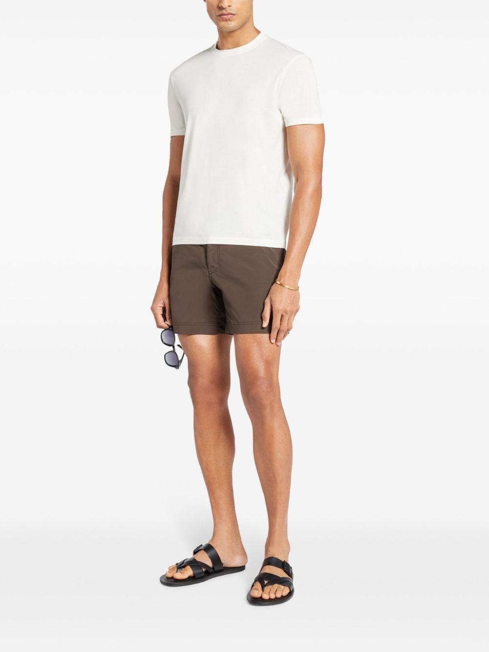 Contrasting-waistband Swim Shorts In Brown Product Image