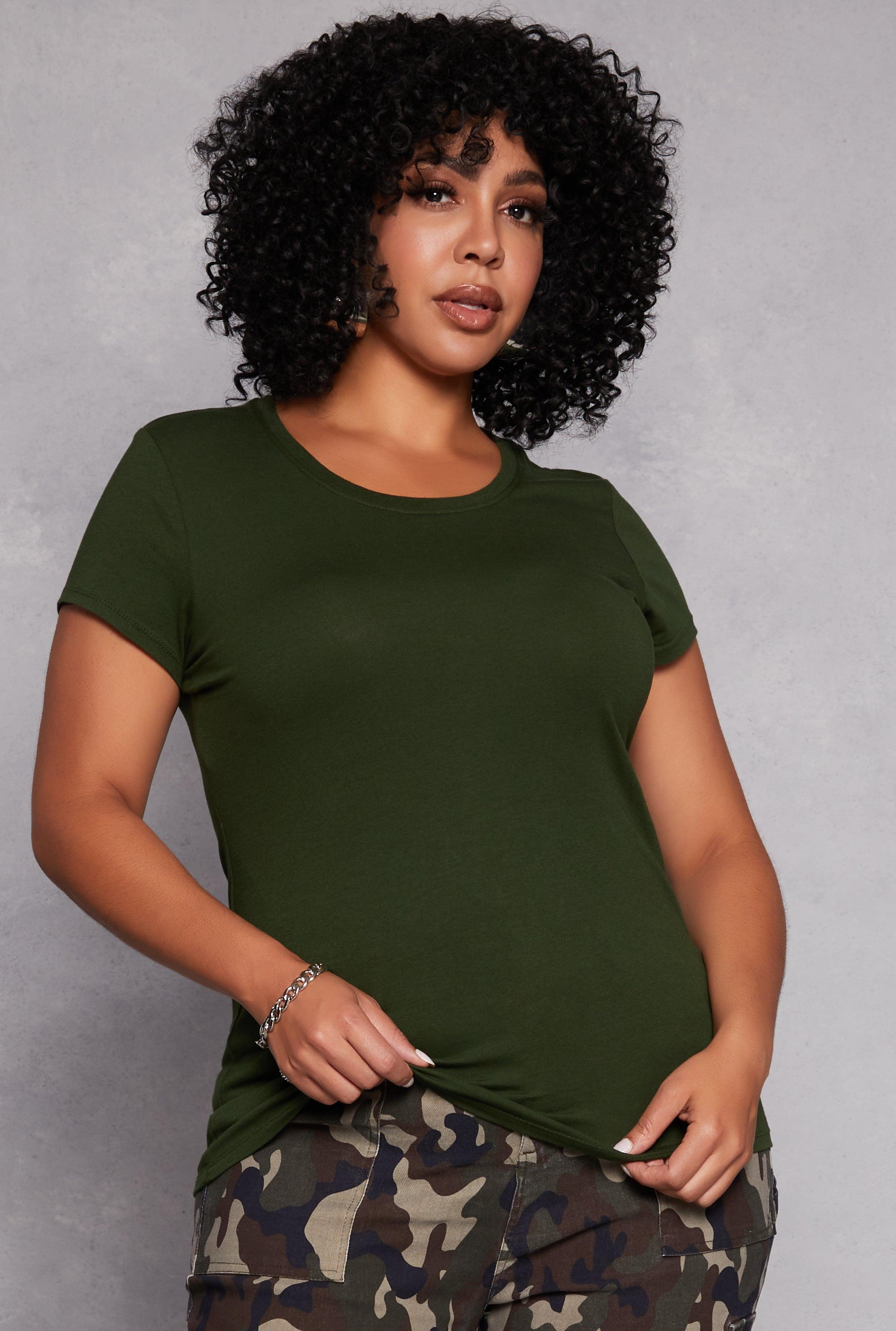 Womens Plus Size Basic Short Sleeve Crew Neck Tee Product Image