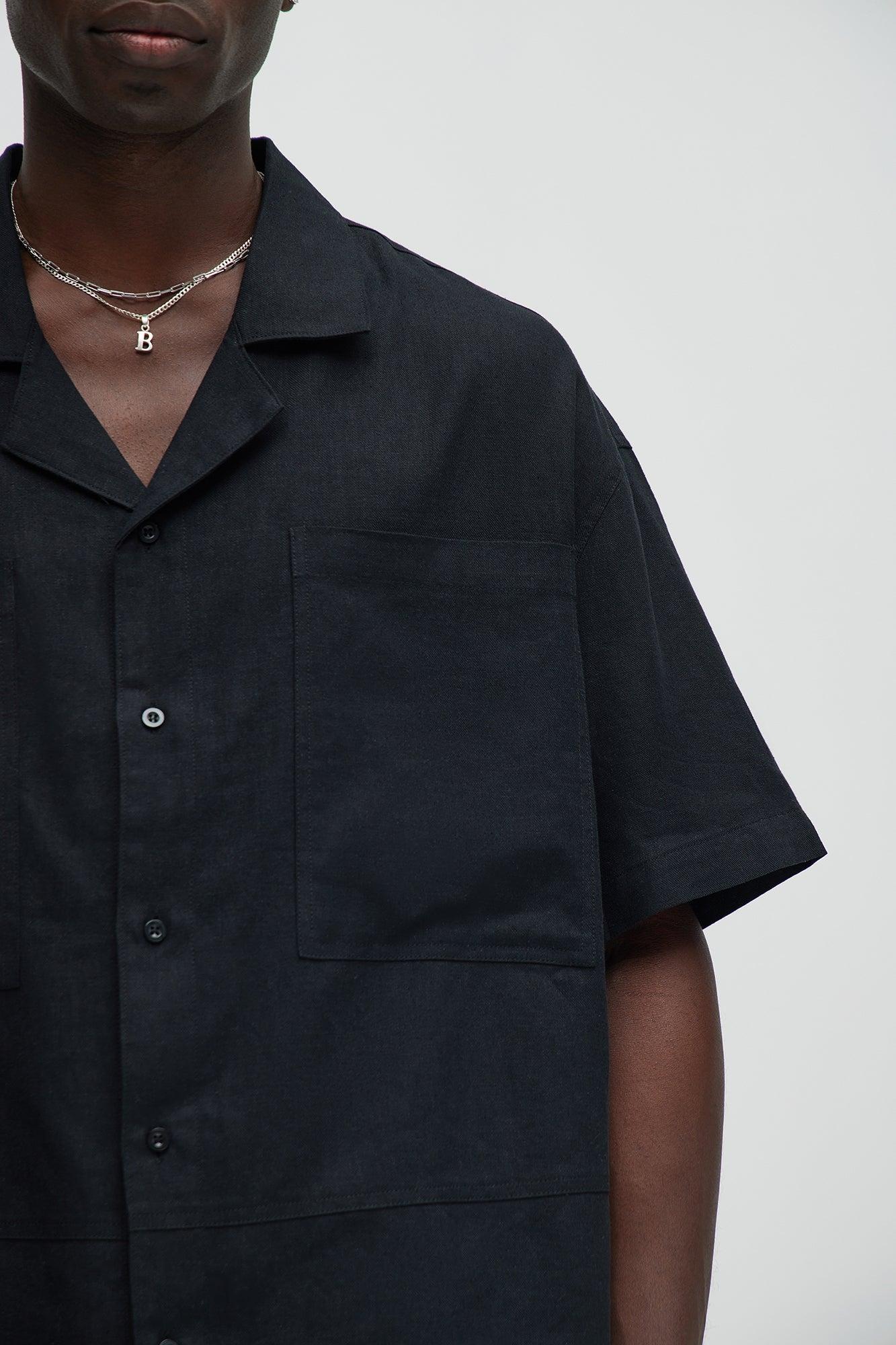 Bahamas Linen Cuban Shirt - Black Product Image