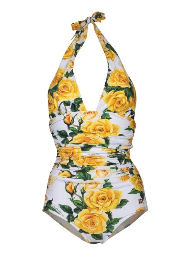 DOLCE & GABBANA Flowe Power Yellow Swimsuit Product Image