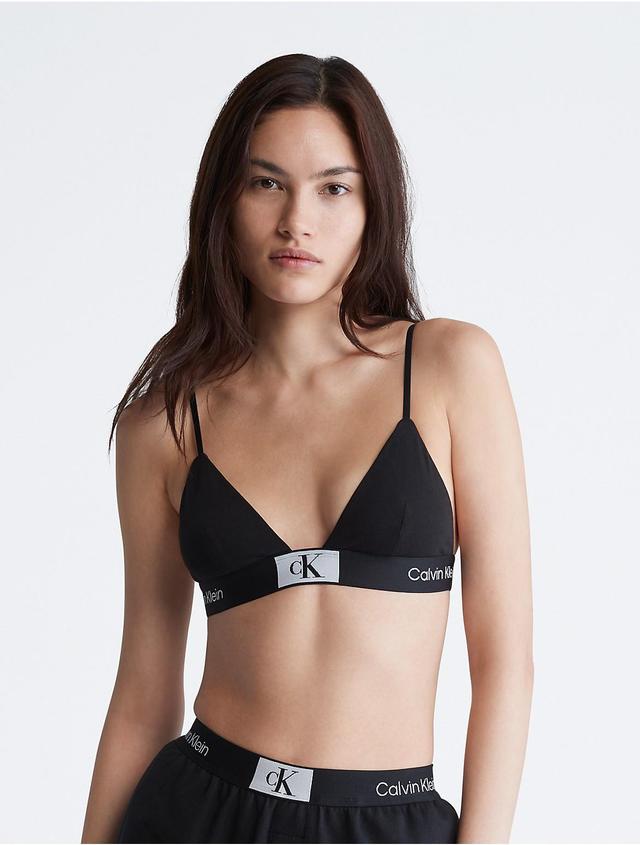 Calvin Klein Womens Calvin Klein 1996 Cotton Stretch Unlined Triangle Bralette - Black - M Product Image