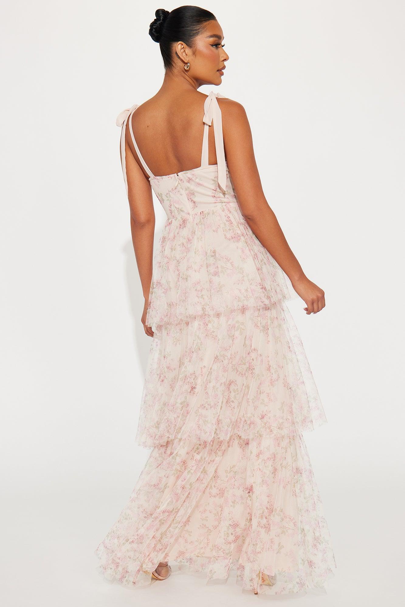 Dana Floral Tulle Gown - Blush Product Image