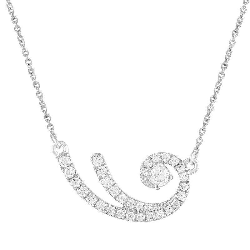 Royal Aura Sterling Silver 1/3 Carat T.W. Diamond Spiral Necklace, Womens Product Image