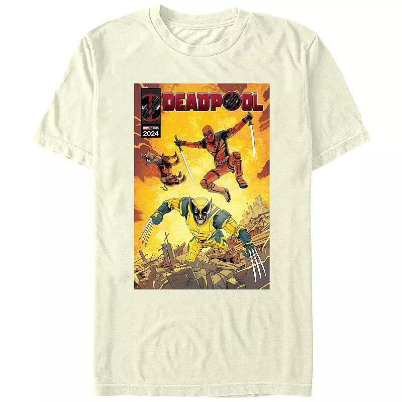 Mens Marvel Deadpool And Wolverine Ready To Fight Comic Cover Graphic Tee Product Image