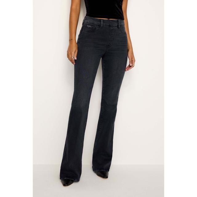 Womens Power Stretch Pull-On Flare Jeans | Black, 255 Size Large | Good American by Khlo Kardashian Product Image