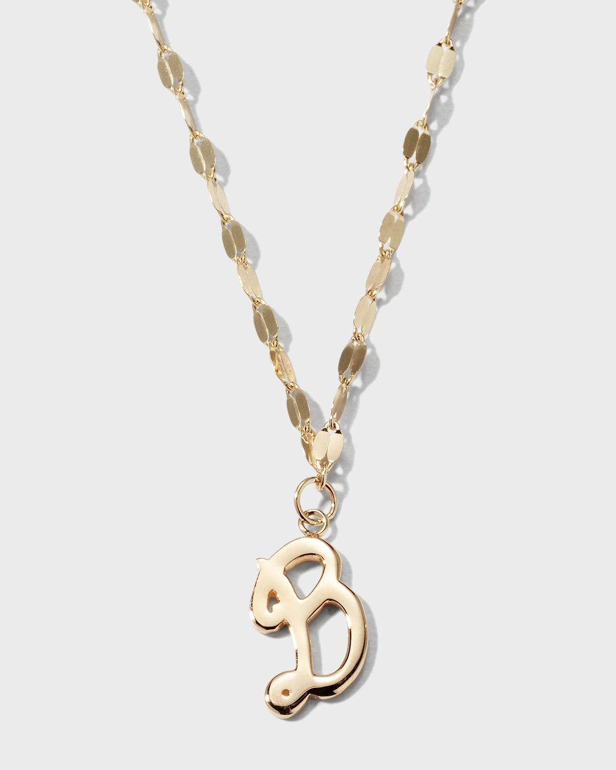 Womens 14K Yellow Gold Cursive Initial Pendant Necklace Product Image