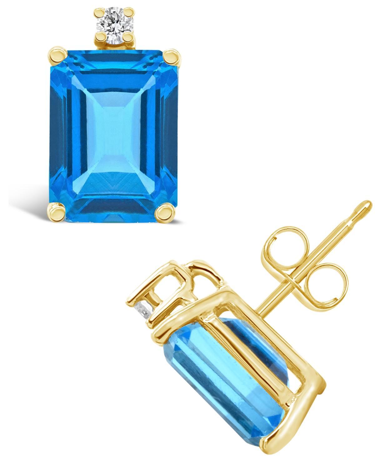 Celebration Gems 14k Gold Gemstone & Diamond Accent Stud Earrings, Womens, Blue Topaz Product Image