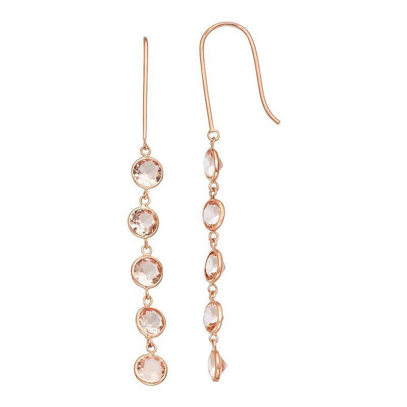 Tiara 10k Gold Simulated Morganite Linear Drop Earrings, Womens Product Image