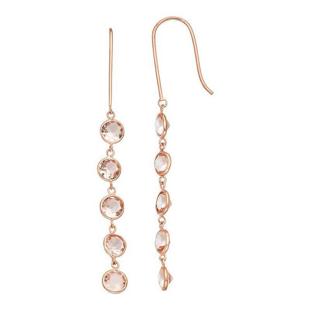 Tiara 10k Gold Simulated Morganite Linear Drop Earrings, Womens Product Image