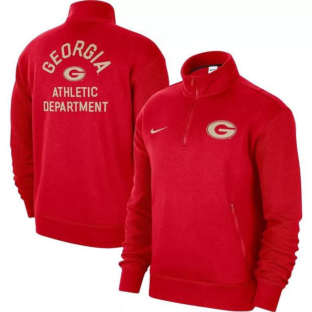 Mens Nike Red Georgia Bulldogs Campus Athletic Department Quarter-Zip Sweatshirt Product Image