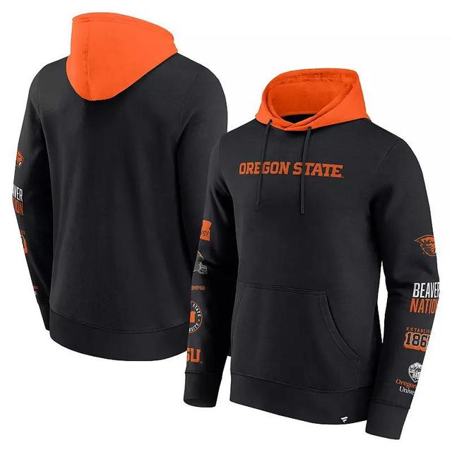 Mens Fanatics /Orange Oregon State Beavers Color Block Badge Fleece Pullover Hoodie Product Image