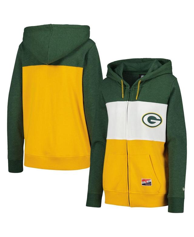 Womens New Era Bay Packers Color-Block Full-Zip Hoodie Product Image