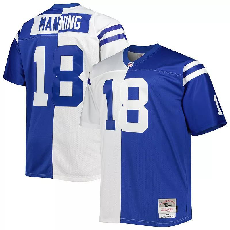 Mens Mitchell & Ness Peyton Manning /Royal Indianapolis Colts Big & Tall Split Legacy Retired Player Replica Jersey Product Image