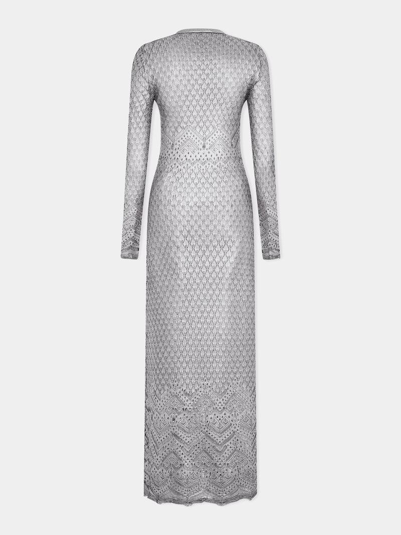 LONG LACE-LIKE KNIT DRESS Product Image